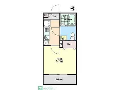 REI LUMINA FUNABASHI(1K/2階)の間取り写真