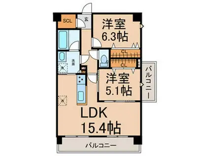 LEGAME(2LDK/3階)の間取り写真