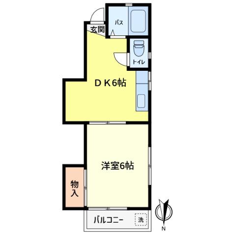 中村ビル(1DK/3階)の間取り写真