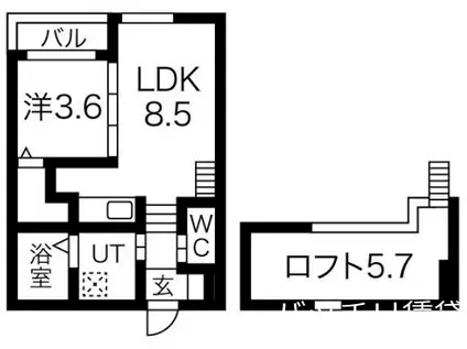 MONO PARKS 東大曽根(1LDK/2階)の間取り写真
