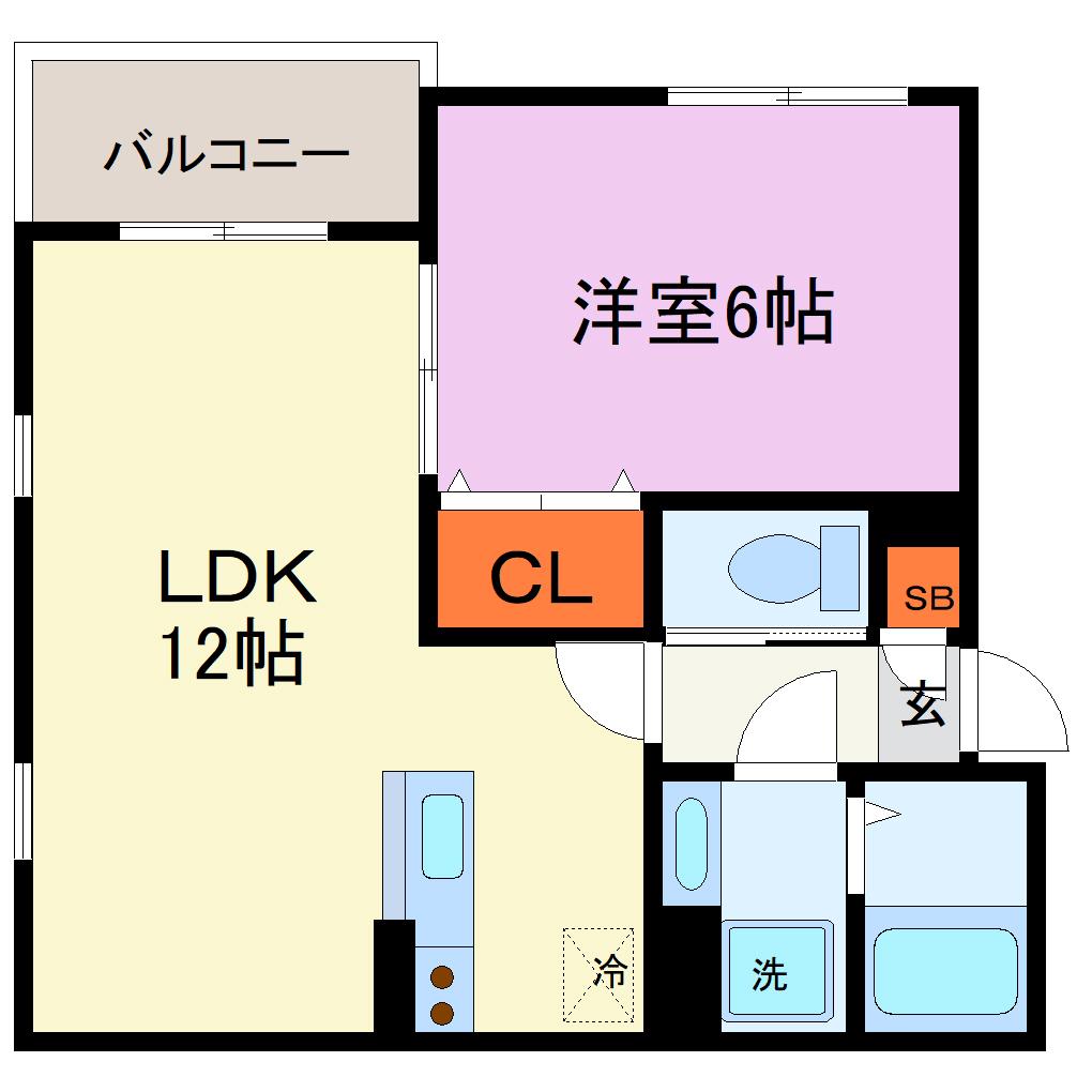 フォレスト鳥羽I(1LDK/1階)の間取り写真