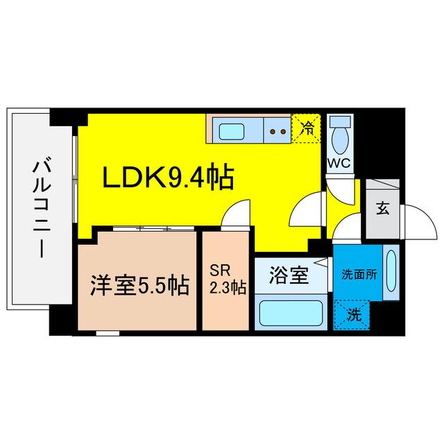 パークス堺筋本町(1SLDK/8階)の間取り写真