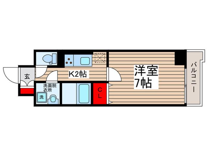 LASANTE柏(1K/7階)の間取り写真