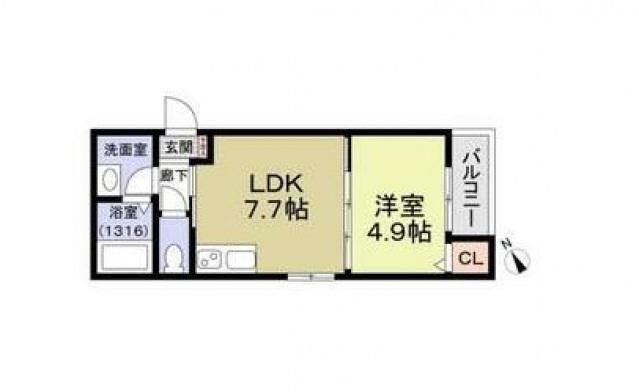 シティーコート徳庵(1DK/3階)の間取り写真