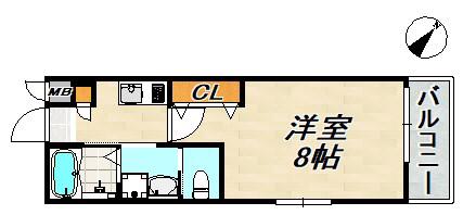 ワコーレヴィータ須磨飛松町(1K/3階)の間取り写真