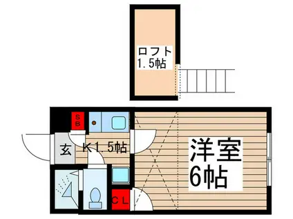 パインハイツII(1K/2階)の間取り写真