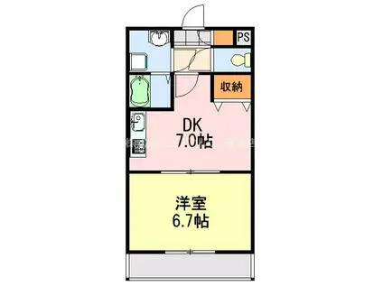 金太郎ヒルズ54(1DK/1階)の間取り写真