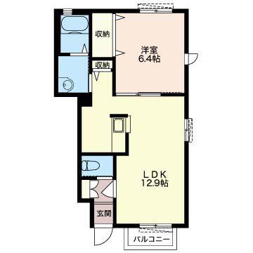シャーメゾン神峰(1LDK/1階)の間取り写真