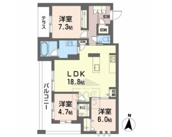 ジョフリエル(3LDK/1階)の間取り写真