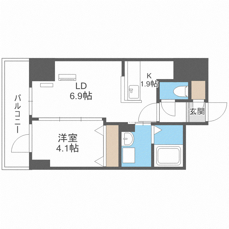 グランカーサ南6条(1LDK/5階)の間取り写真
