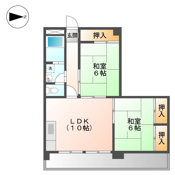 第2泰水堂ビル(2LDK/5階)の間取り写真