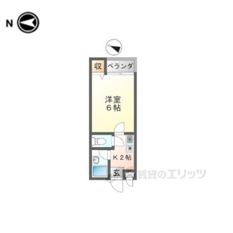ハイツ宮野裏(1K/2階)の間取り写真