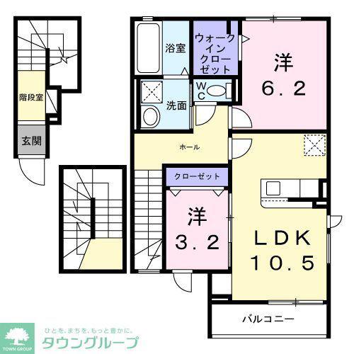 ヴィラ セレーノ(2LDK/3階)の間取り写真