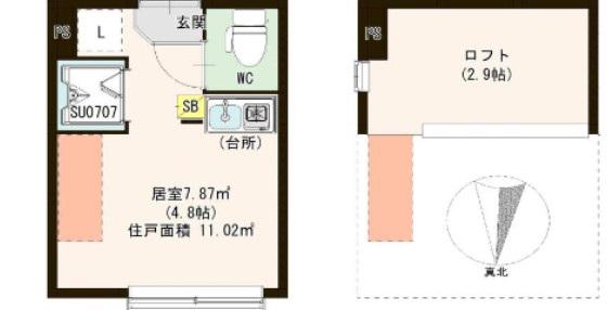 アゼリア東向島(ワンルーム/1階)の間取り写真