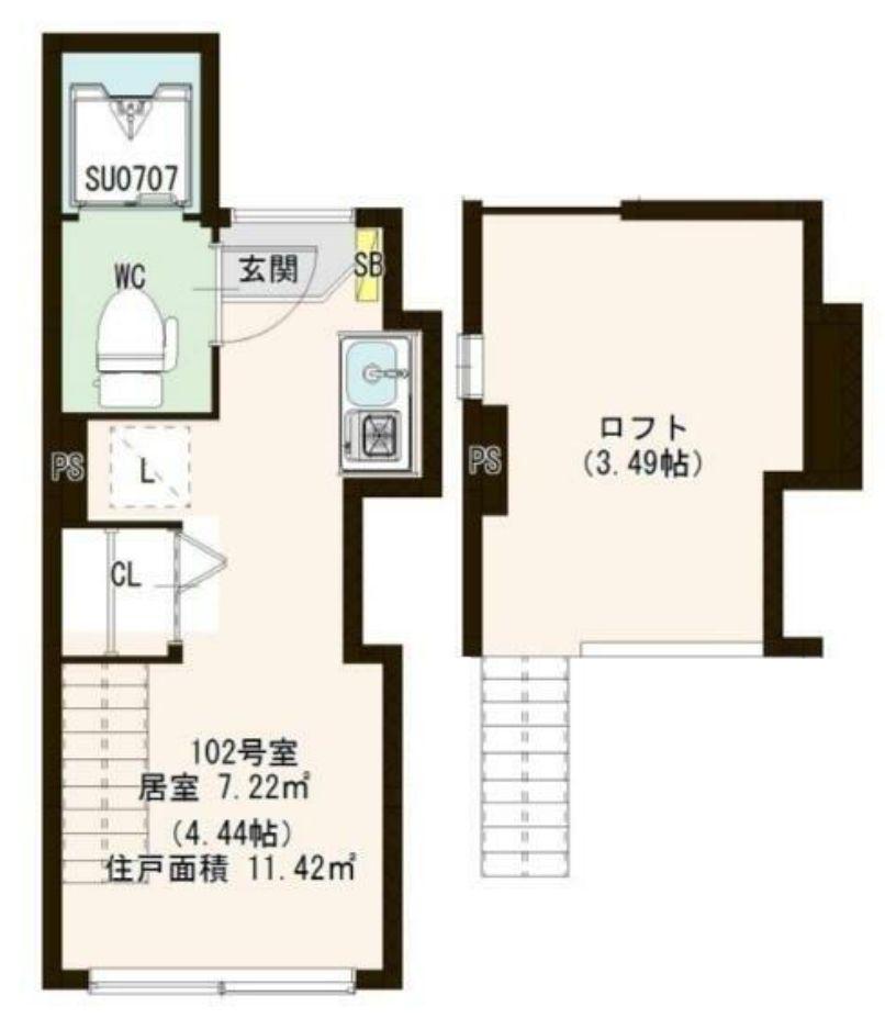 CAヒルズ池袋(ワンルーム/1階)の間取り写真