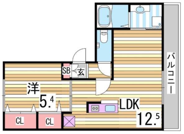 アネックス北神戸(1LDK/1階)の間取り写真