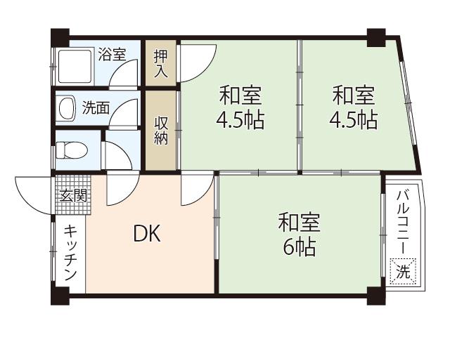 大下ビル(3DK/2階)の間取り写真