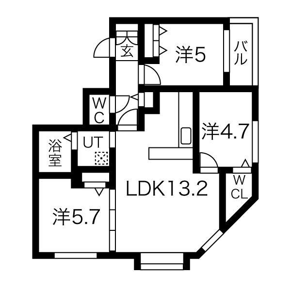 アルファスクエア南1西18(2LDK/8階)の間取り写真