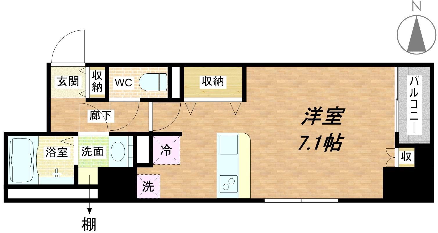 CITY SPIRE堺筋本町(ワンルーム/6階)の間取り写真