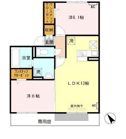サンライズ A棟(2LDK/1階)の間取り写真