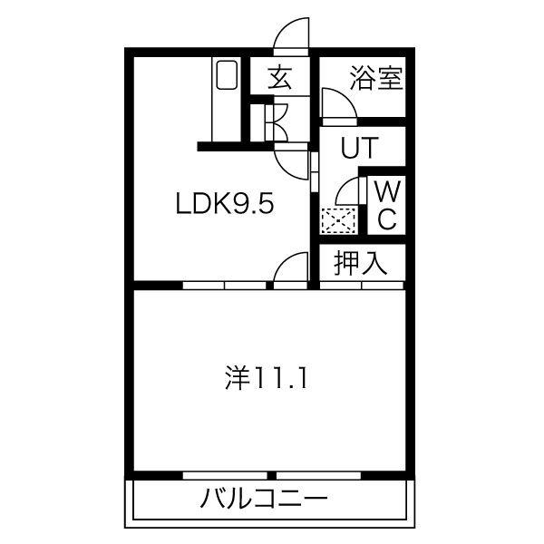 ロイヤルシティー小針(1LDK/1階)の間取り写真