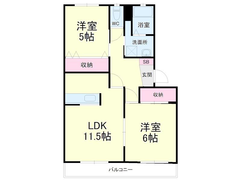 サンレイク(2LDK/1階)の間取り写真