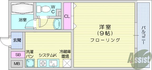 ロイヤルステージ宮城野(1K/5階)の間取り写真