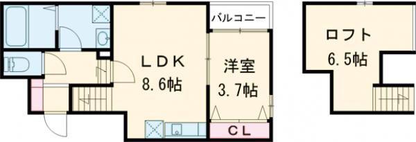 モアメゾン中央公園前(1LDK/2階)の間取り写真