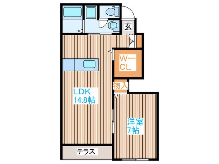 K&SガーデンA棟(1LDK/1階)の間取り写真