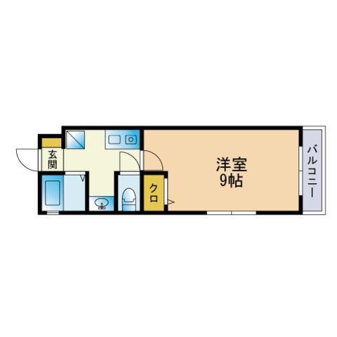 ラトゥール天神東(1K/2階)の間取り写真