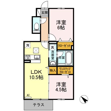 コンフォルト(2LDK/1階)の間取り写真