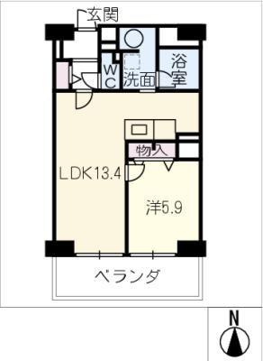 千種通スカイマンション403号(1LDK/4階)の間取り写真