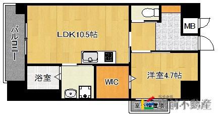 グレイス別府駅前(1LDK/3階)の間取り写真