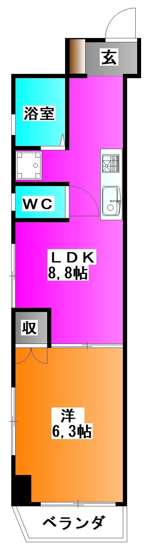 グラン レヴール(1LDK/8階)の間取り写真