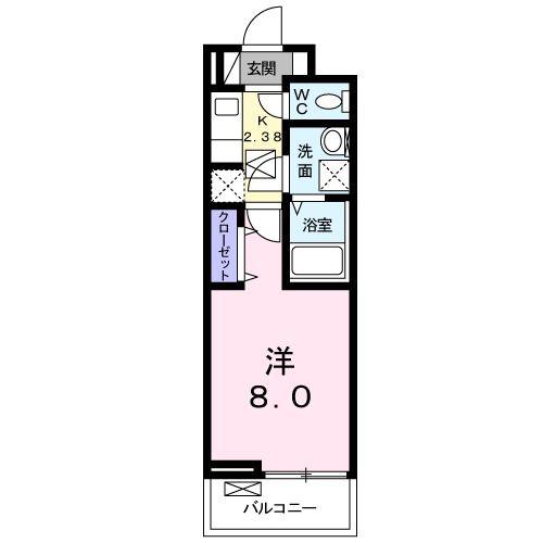 フェリーチェ(1K/1階)の間取り写真