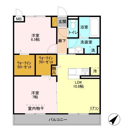 リリオコート(2LDK/2階)の間取り写真