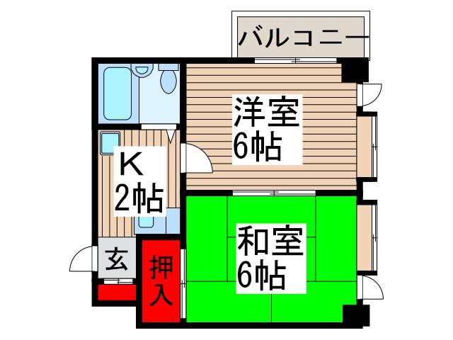 メゾン癸生川(2K/2階)の間取り写真