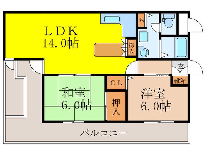 ネオハイツ新大阪(2LDK/6階)の間取り写真