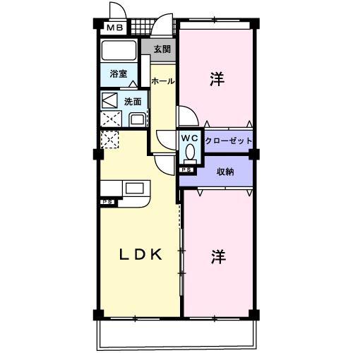 プロスペリティ・壱番館(2LDK/3階)の間取り写真