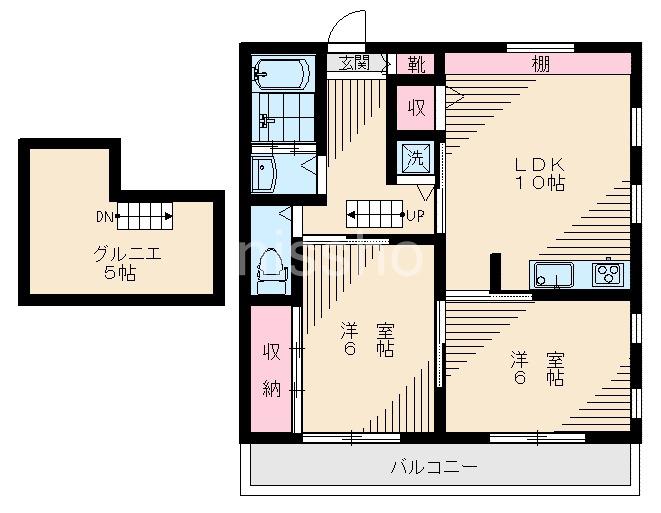 フローラルガーデン(2LDK/2階)の間取り写真