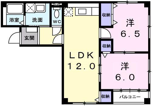 ガーデンハイム 須田(2LDK/1階)の間取り写真