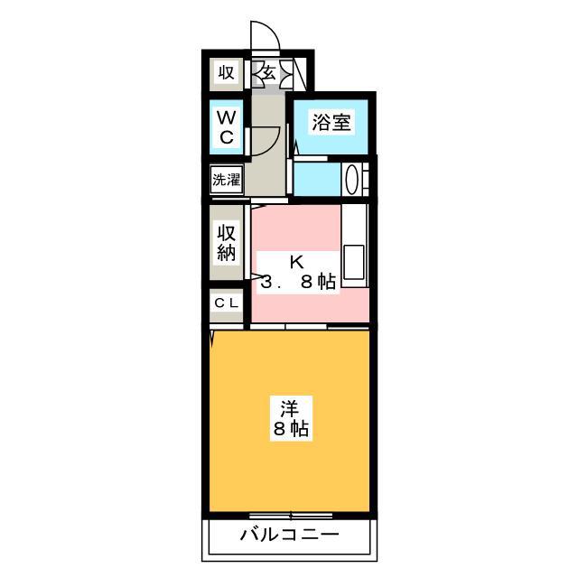 リッチフィールドアズサ(1DK/3階)の間取り写真