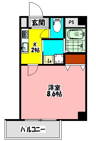 アヴェーレ早苗町(1K/8階)の間取り写真