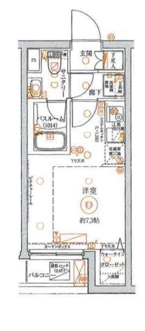クレヴィスタ品川西大井(ワンルーム/4階)の間取り写真