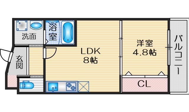 ル・レーヴ江坂(1LDK/4階)の間取り写真
