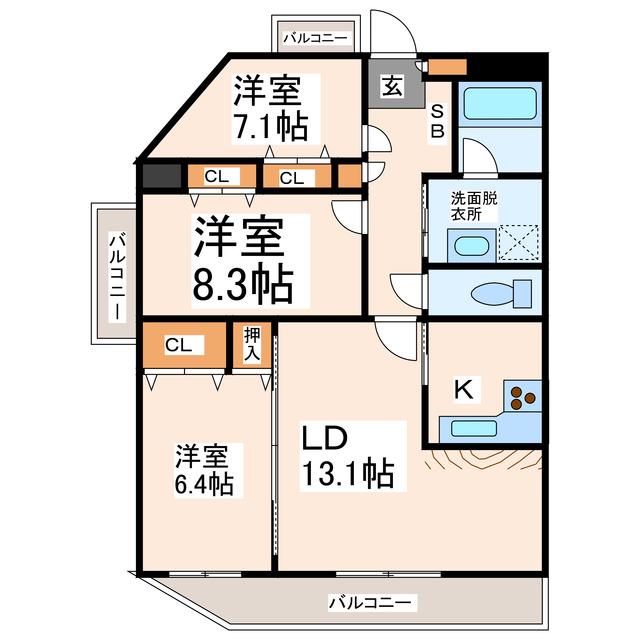 ホワイトステージ城西(3LDK/6階)の間取り写真