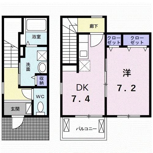 オール ウッズ(1DK/1階)の間取り写真