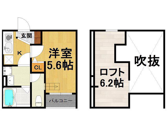 GRAND JETE立花 (1K/2階)の間取り写真