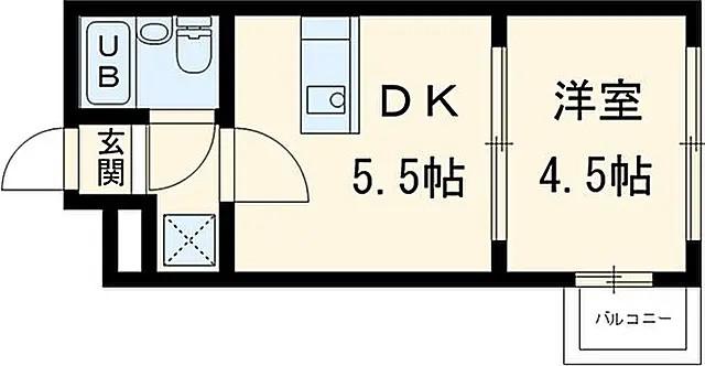 コンセール関山(1DK/1階)の間取り写真