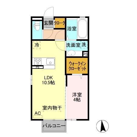 クレール・シェル(1LDK/2階)の間取り写真